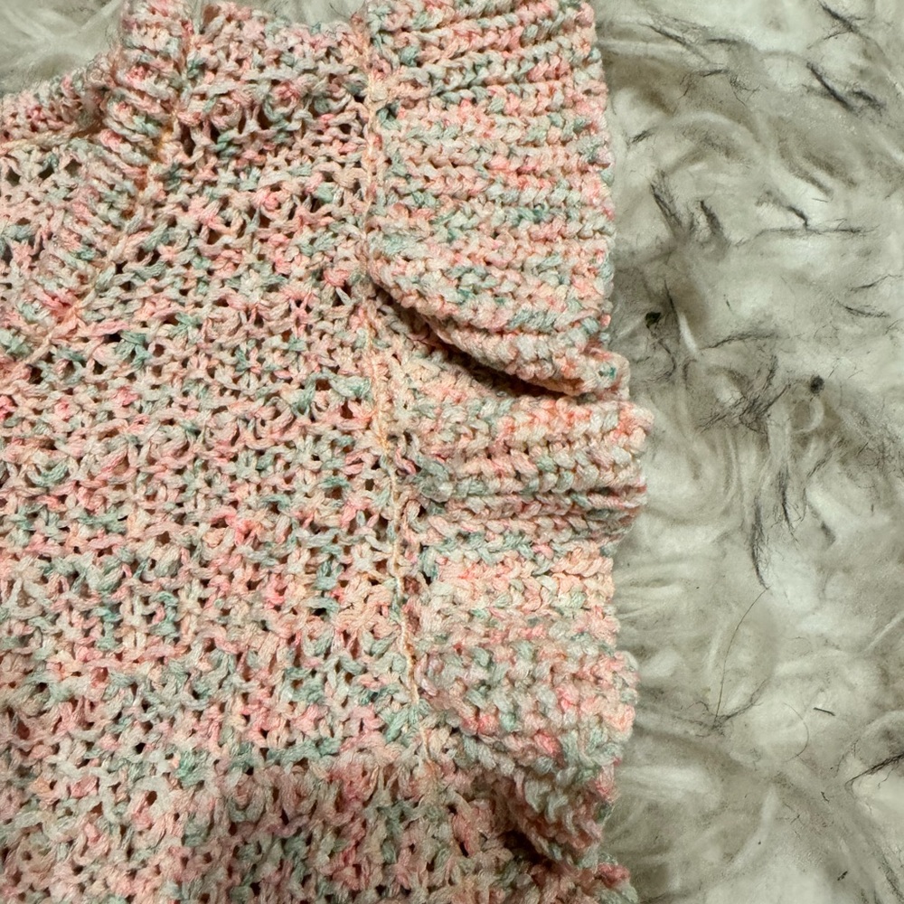Peach Ruffle Sleeve Knit Top - Picture 4 of 6